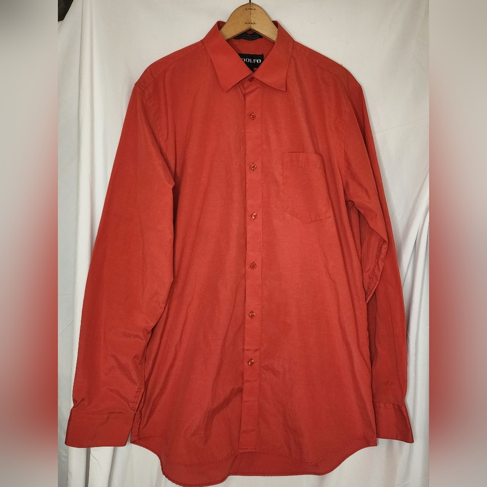 Adolfo Men's Vibrant Red Casual Shirt;Sz L 16 34/35